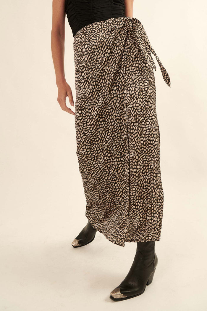 Animal Nature Animal-Print Satin Wrap Maxi Skirt - ShopPromesa