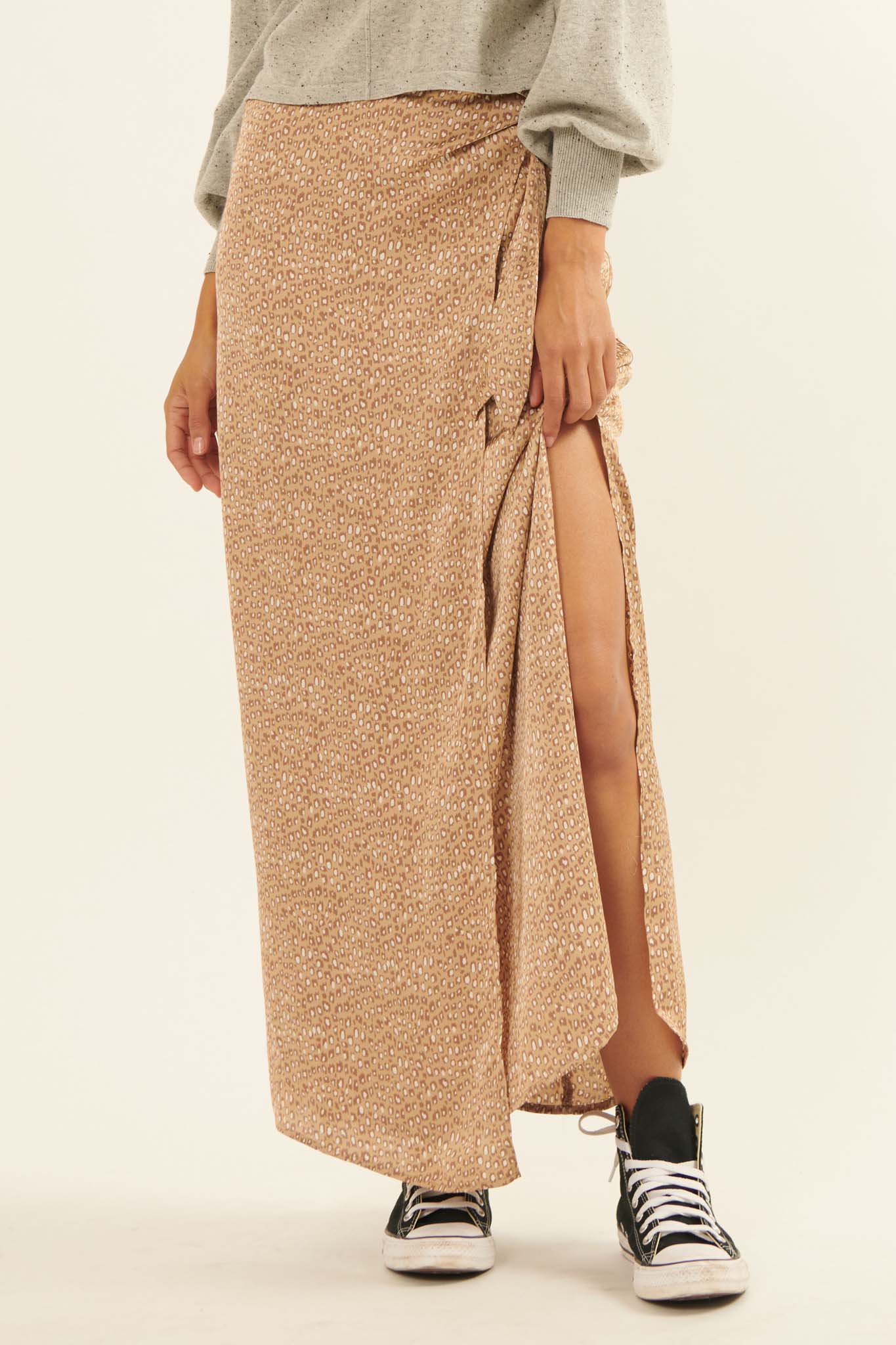 Animal Nature Animal-Print Satin Wrap Maxi Skirt - ShopPromesa