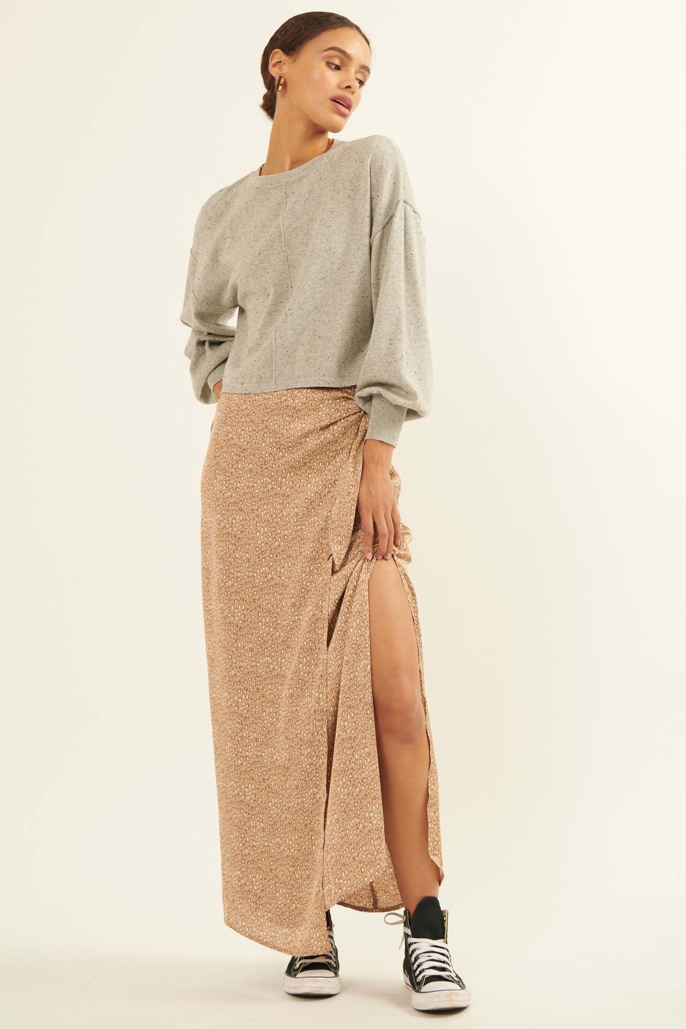 Animal Nature Animal-Print Satin Wrap Maxi Skirt - ShopPromesa