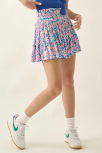 Monaco Magic Floral Crepe Ruffle Mini Skirt - ShopPromesa