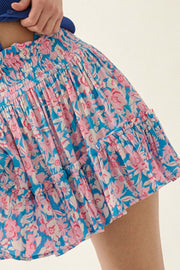 Monaco Magic Floral Crepe Ruffle Mini Skirt - ShopPromesa