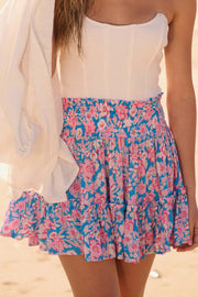 Monaco Magic Floral Crepe Ruffle Mini Skirt - ShopPromesa