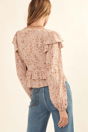 Pure Fantasy Ruffled Floral Button-Up Blouse - ShopPromesa