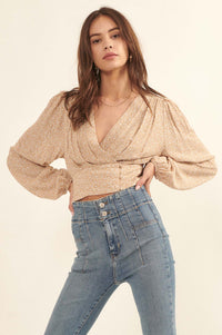 Bloom Me Away Cropped Floral Surplice Top - ShopPromesa