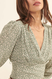 Bloom Me Away Cropped Floral Surplice Top - ShopPromesa