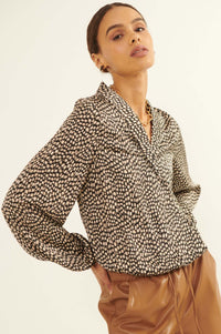 Fierce Creature Animal-Print Satin Surplice Top - ShopPromesa