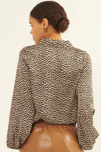 Fierce Creature Animal-Print Satin Surplice Top - ShopPromesa