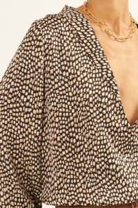 Fierce Creature Animal-Print Satin Surplice Top - ShopPromesa