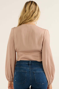 Je Ne Sais Quois Satin-Stripe Cropped Wrap Top - ShopPromesa