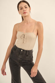 Lifted Fit Lace-Up Cami Bodysuit - ShopPromesa