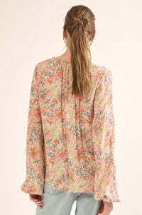 Painter's Soul Floral-Print Lace-Up Peasant Top - ShopPromesa