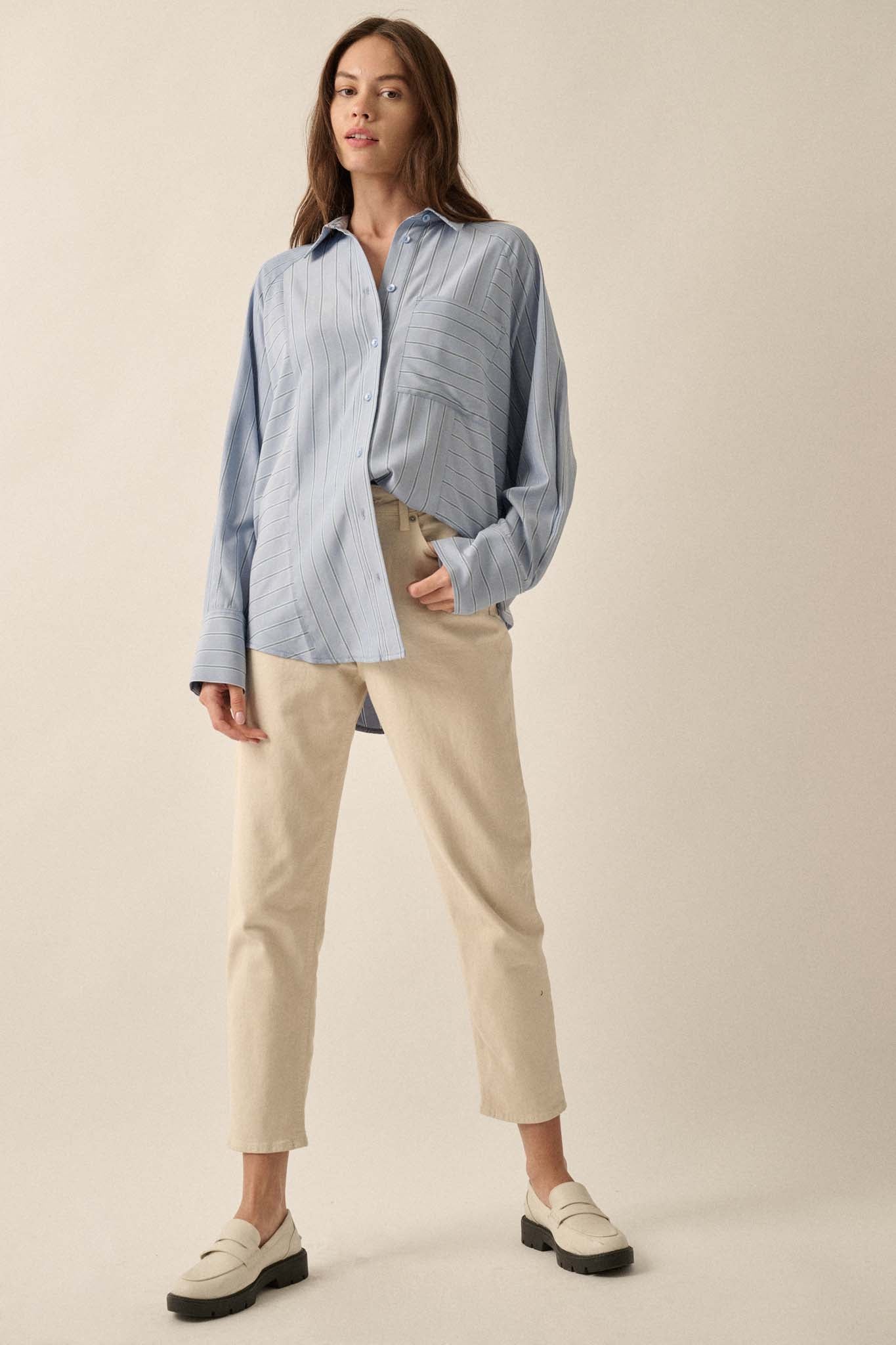 Paradigm Shift Striped Button-Up Pocket Shirt - ShopPromesa