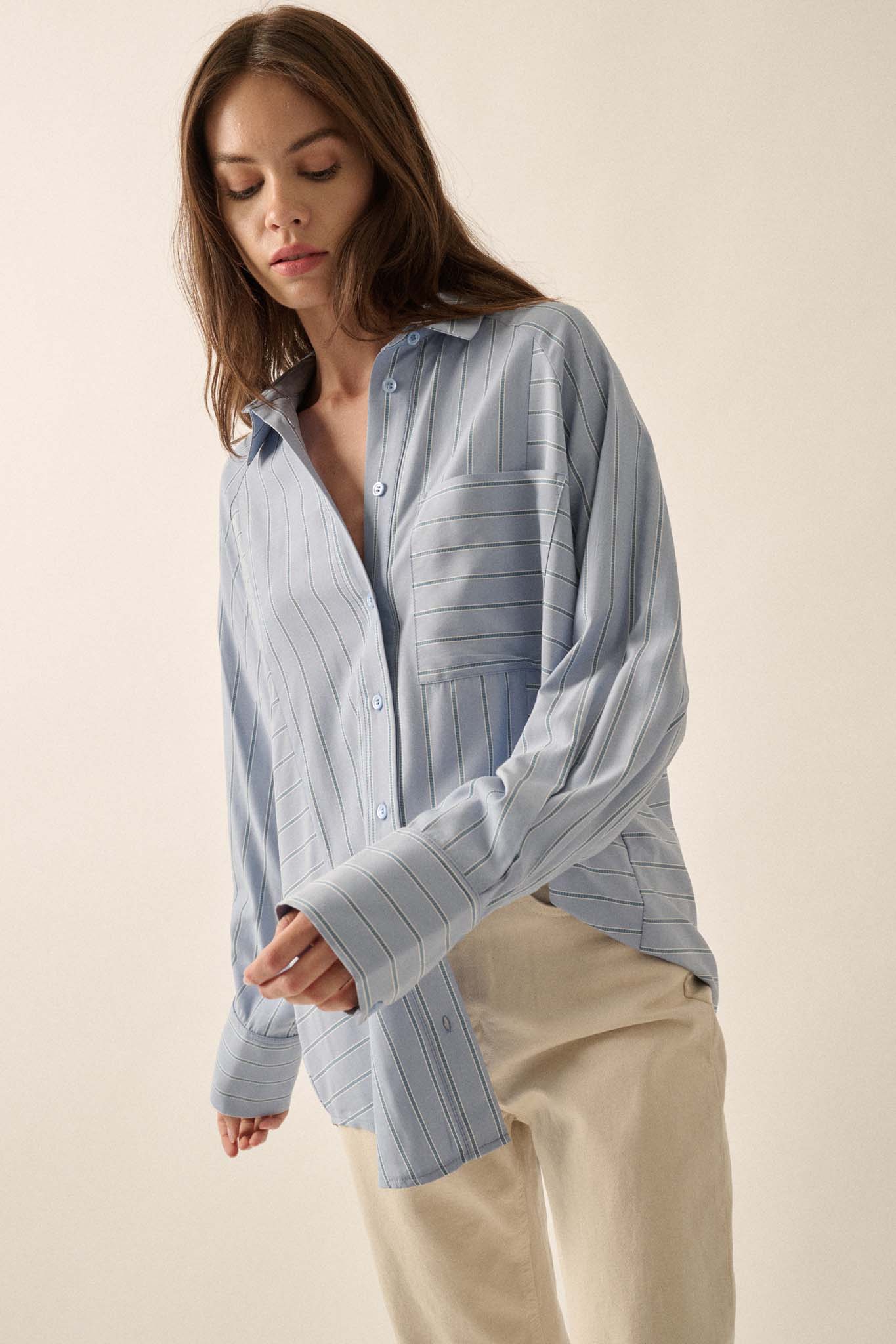 Paradigm Shift Striped Button-Up Pocket Shirt - ShopPromesa