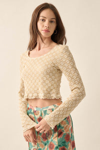 Darling Daisy Floral Lace Long-Sleeve Crop Top - ShopPromesa