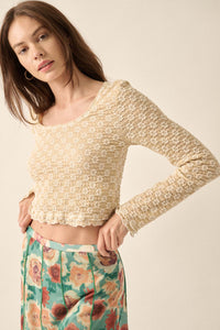 Darling Daisy Floral Lace Long-Sleeve Crop Top - ShopPromesa