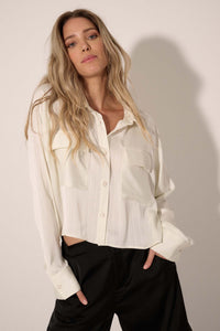 Silken Soul Striped Satin Button-Up Pocket Shirt - ShopPromesa