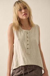 Easy Fit Cotton Slub Half-Button Henley Tank Top - ShopPromesa