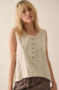 Easy Fit Cotton Slub Half-Button Henley Tank Top - ShopPromesa