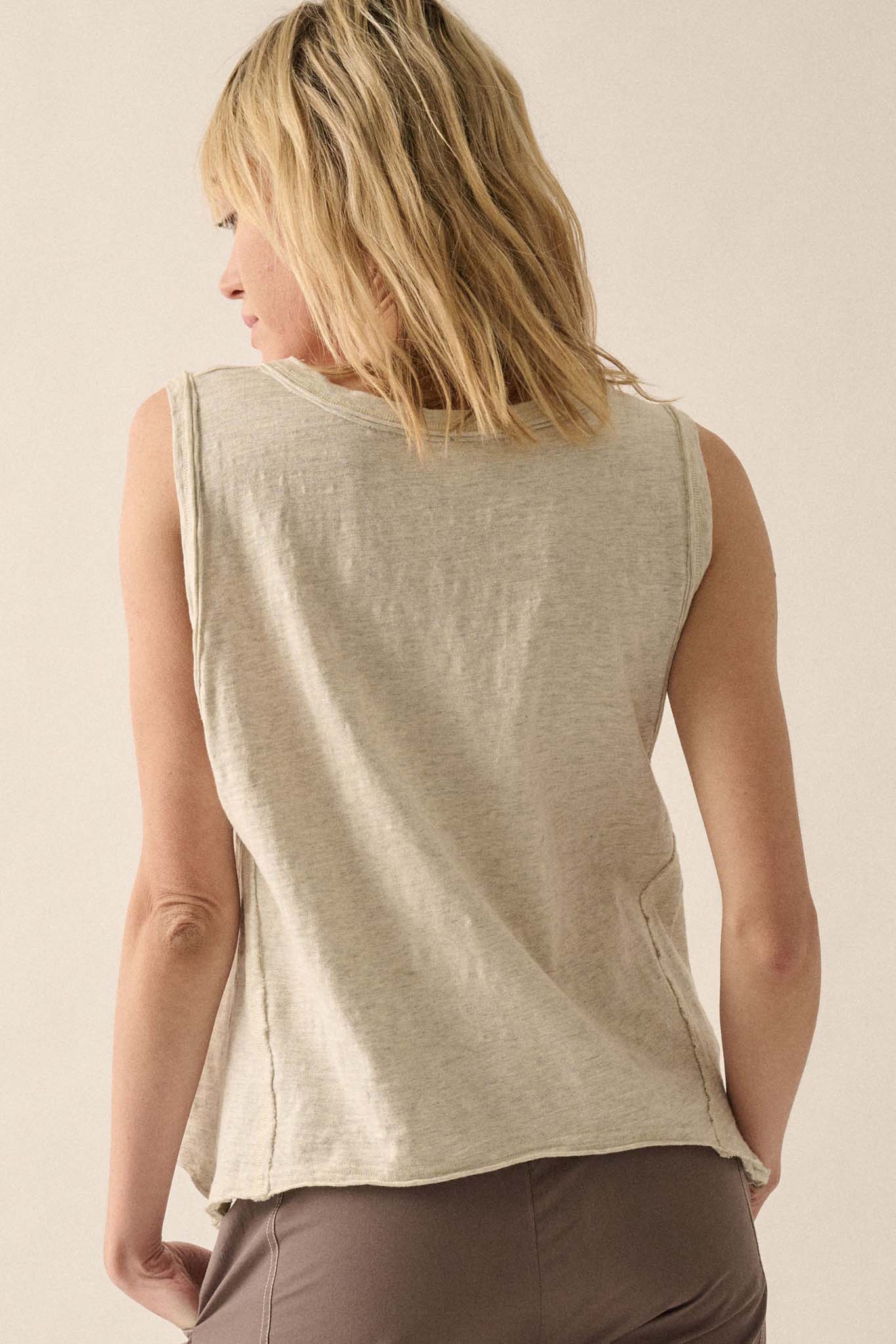 Easy Fit Cotton Slub Half-Button Henley Tank Top - ShopPromesa