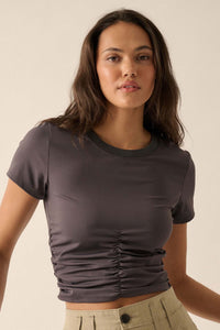 Lifted Fit Ruched Cropped Baby Tee - ShopPromesa