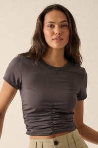 Lifted Fit Ruched Cropped Baby Tee - ShopPromesa