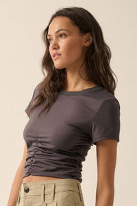 Lifted Fit Ruched Cropped Baby Tee - ShopPromesa