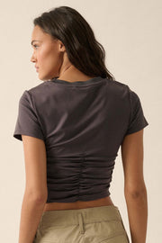 Lifted Fit Ruched Cropped Baby Tee - ShopPromesa