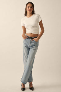 Lifted Fit Ruched Cropped Baby Tee - ShopPromesa