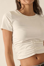 Lifted Fit Ruched Cropped Baby Tee - ShopPromesa