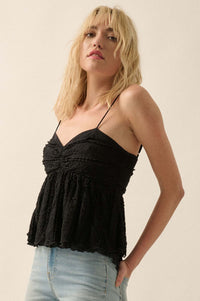 True Romance Ruffled Floral Lace Babydoll Cami Top - ShopPromesa