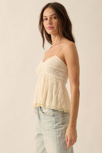 True Romance Ruffled Floral Lace Babydoll Cami Top - ShopPromesa