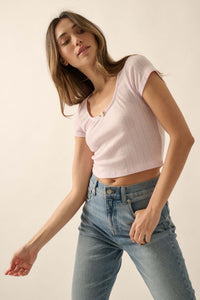 Simply Sweet Cropped Pointelle Baby Tee - ShopPromesa