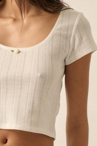 Simply Sweet Cropped Pointelle Baby Tee - ShopPromesa