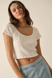 Simply Sweet Cropped Pointelle Baby Tee - ShopPromesa