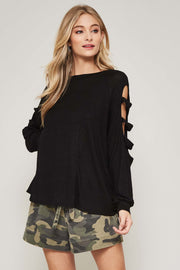 Cut It Out Brushed Knit Ladder-Sleeve Top - ShopPromesa