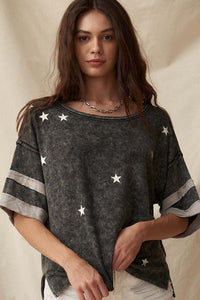 Lucky Star Vintage Varsity Stripe Graphic Tee - ShopPromesa