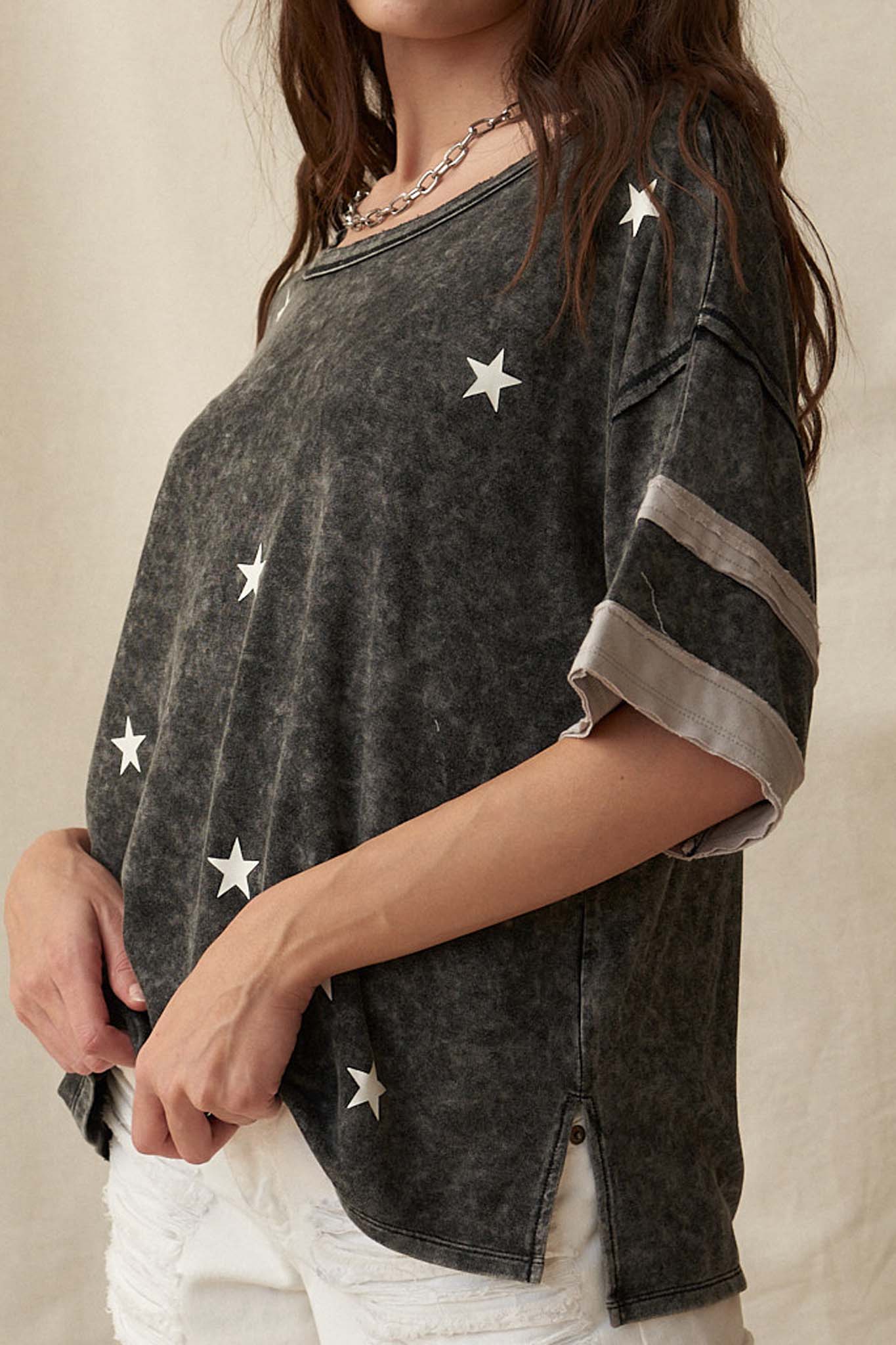 Lucky Star Vintage Varsity Stripe Graphic Tee - ShopPromesa