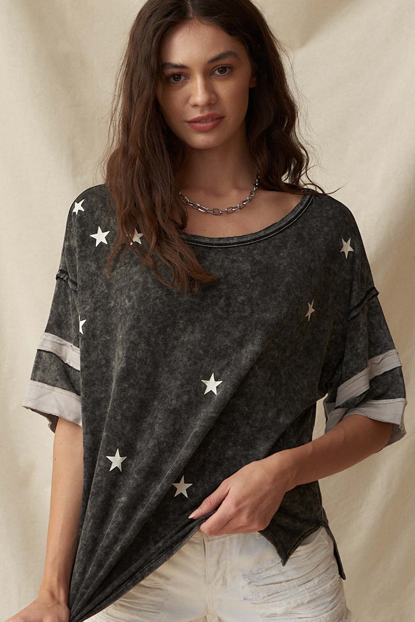 Lucky Star Vintage Varsity Stripe Graphic Tee - ShopPromesa