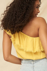 One-Shoulder Flounce Ruffle Bodysuit - ShopPromesa