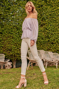 In the Air Off-Shoulder Chiffon Peasant Top - ShopPromesa