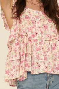 Flower Power Floral Tiered Ruffle Babydoll Top - ShopPromesa