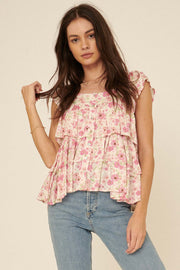 Flower Power Floral Tiered Ruffle Babydoll Top - ShopPromesa