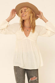 Find Your Bliss Swiss Dot Peasant Top - ShopPromesa