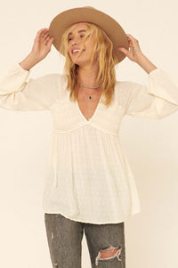 Find Your Bliss Swiss Dot Peasant Top - ShopPromesa