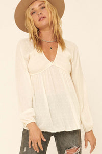 Find Your Bliss Swiss Dot Peasant Top - ShopPromesa