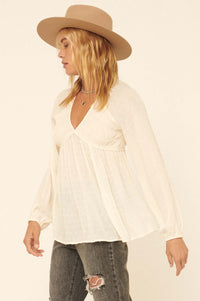 Find Your Bliss Swiss Dot Peasant Top - ShopPromesa