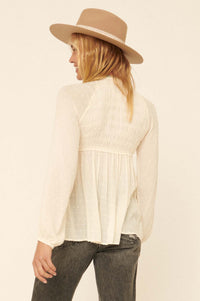 Find Your Bliss Swiss Dot Peasant Top - ShopPromesa