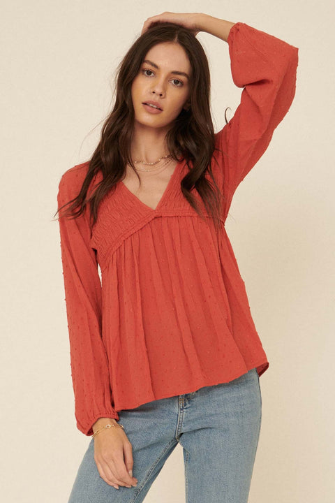 Find Your Bliss Swiss Dot Peasant Top - ShopPromesa