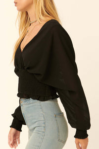 Girl Crush Cropped Smocked Peasant Top - ShopPromesa