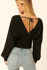 Girl Crush Cropped Smocked Peasant Top - ShopPromesa